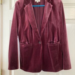 LOFT Rich Burgundy Velvet Blazer